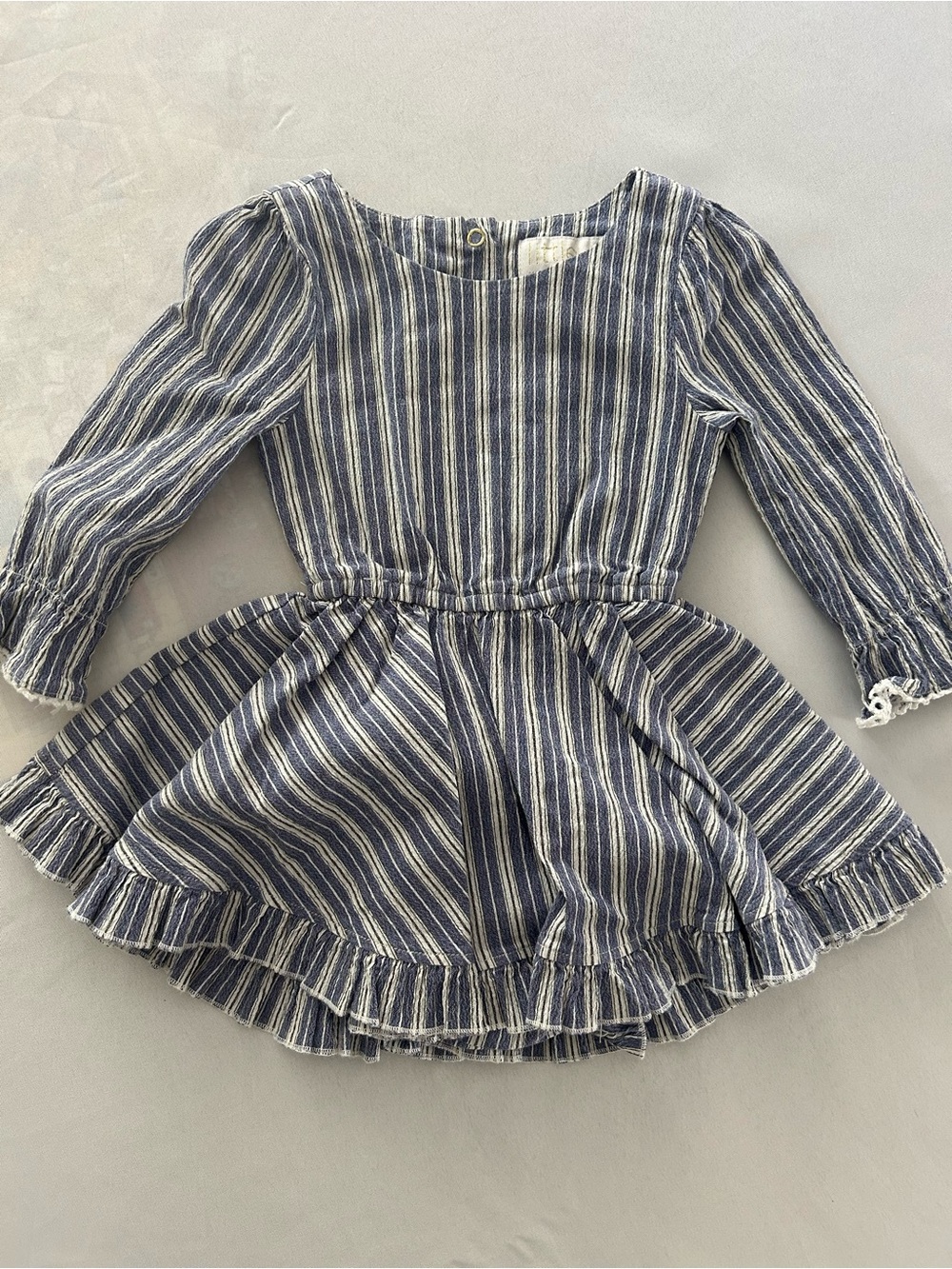 Little Minis Blue and White Striped ruffle  Dress with bloomers Vintage inspired